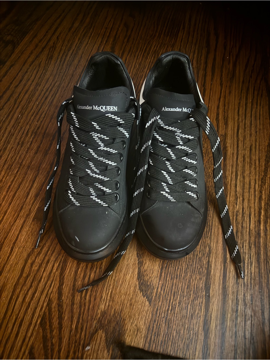 Alexander Mcqueen Black Sneakers With White-Trim Laces
